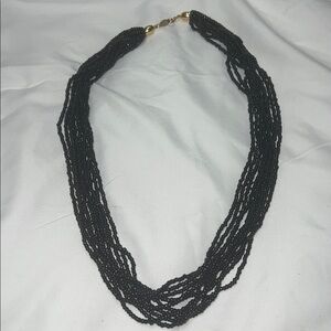 Trifari black seed bead necklace